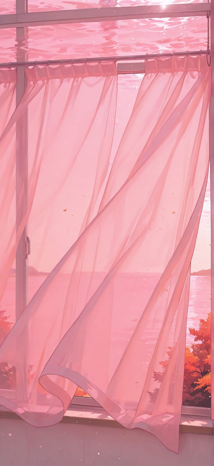Breeze Pink Afternoon Sea Autumn mobile wallpaper / スマホ壁紙