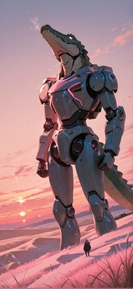 Breeze Pink Sunset Sky Winter Animal Machine mobile wallpaper / スマホ壁紙