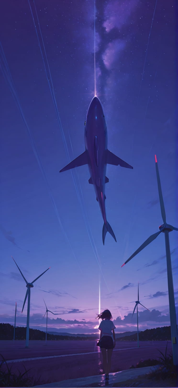 Breeze Purple Night Nature Summer Animal Machine mobile wallpaper / スマホ壁紙