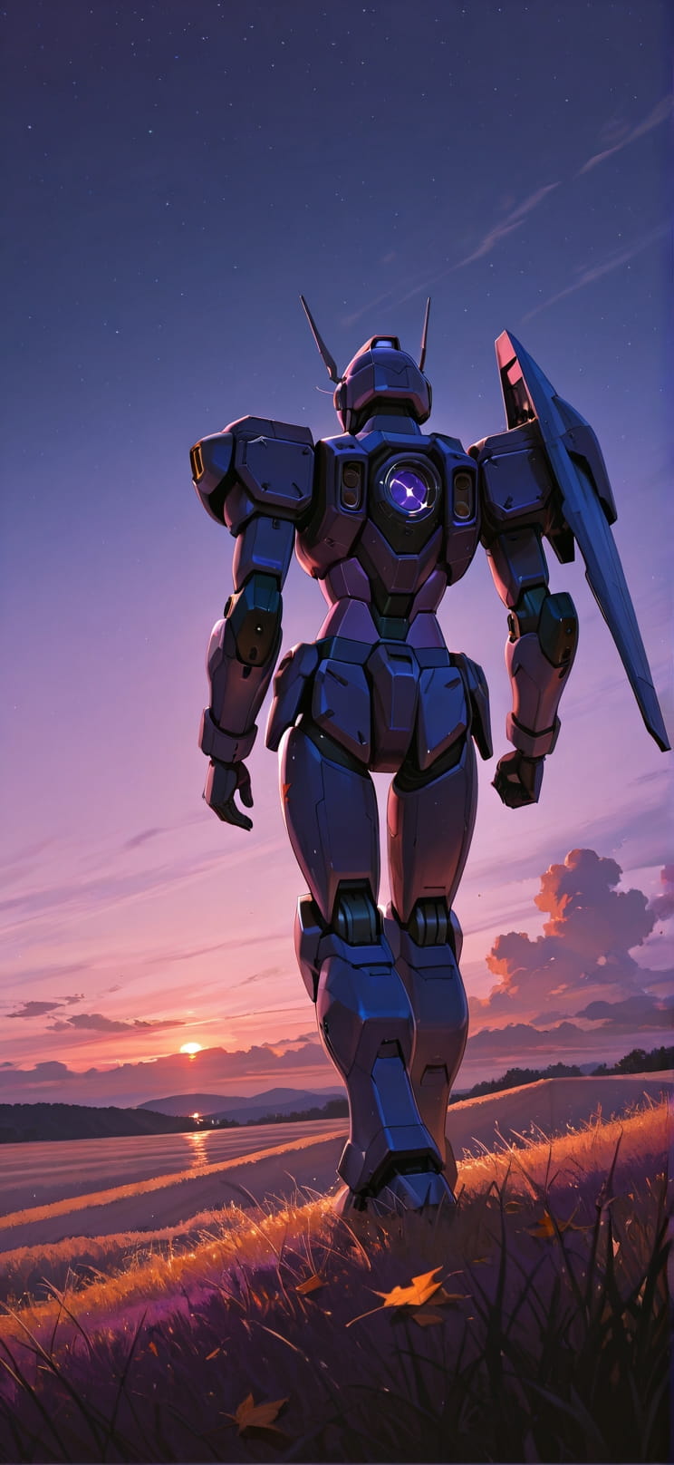 Breeze Purple Night Sky Autumn Machine mobile wallpaper / スマホ壁紙