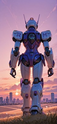 Breeze Purple Sunset City Spring Machine mobile wallpaper / スマホ壁紙