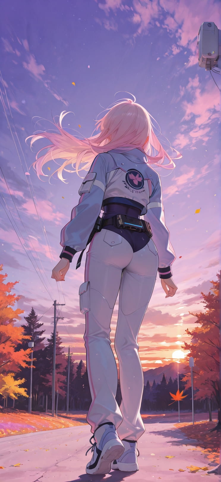 Breeze Purple Sunset Nature Autumn Machine mobile wallpaper / スマホ壁紙