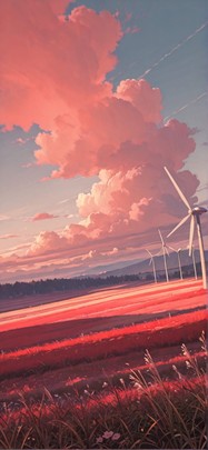 Breeze Red Afternoon Nature Spring mobile wallpaper / スマホ壁紙