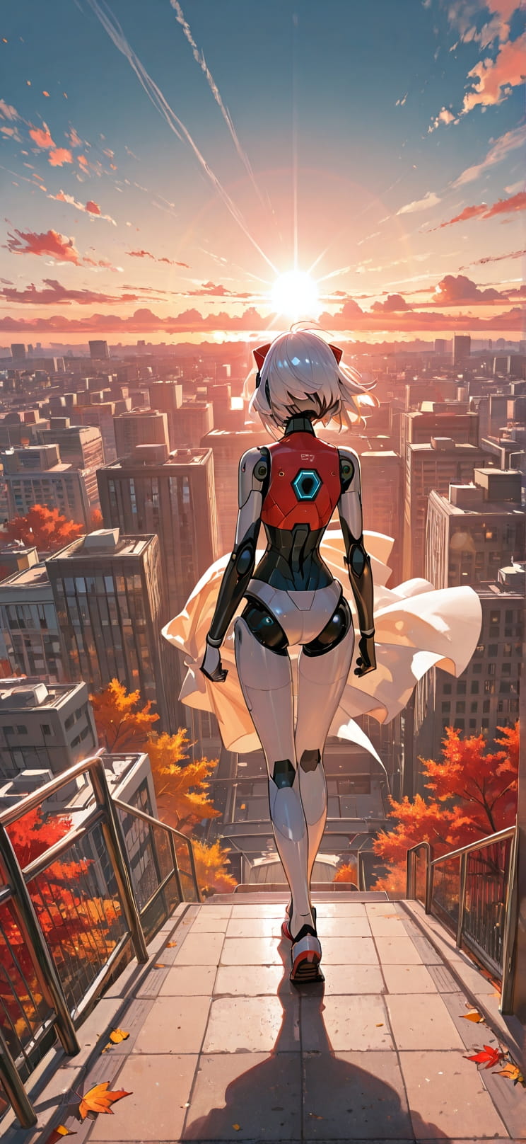 Breeze Red Afternoon Sky Autumn Machine mobile wallpaper / スマホ壁紙