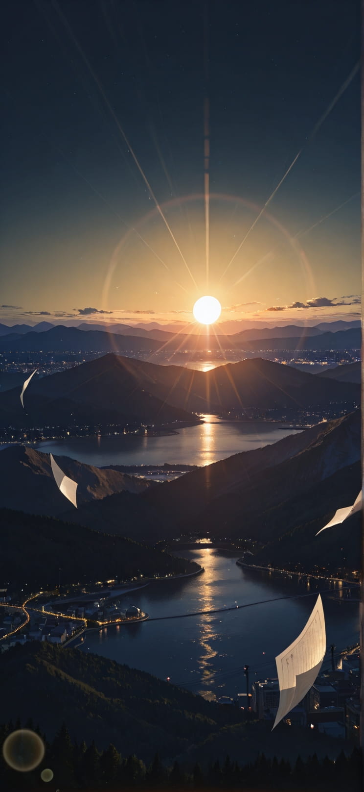 Breeze Yellow Night Mountain Spring mobile wallpaper / スマホ壁紙