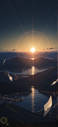 Breeze Yellow Night Mountain Spring mobile wallpaper / スマホ壁紙