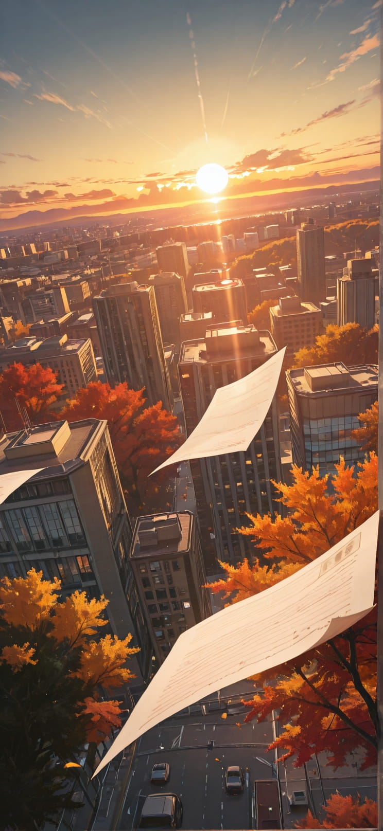 Breeze Yellow Sunset Sky Autumn mobile wallpaper / スマホ壁紙