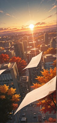 Breeze Yellow Sunset Sky Autumn mobile wallpaper / スマホ壁紙