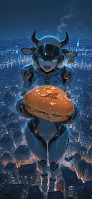 Cabbagecrush Blue Night City Autumn Animal Machine mobile wallpaper / スマホ壁紙