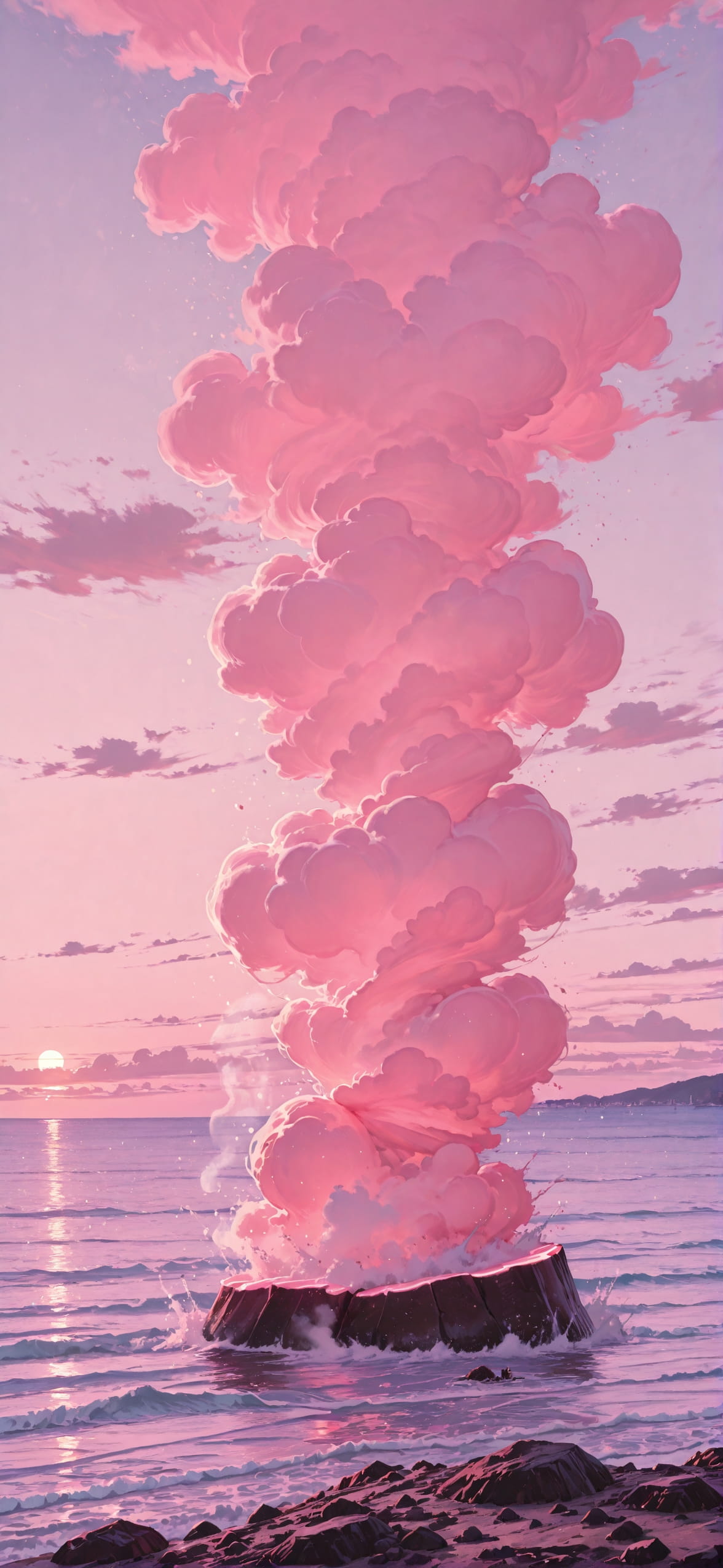 Cabbagecrush Pink Afternoon Sea Spring mobile wallpaper / スマホ壁紙