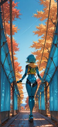 Canopy Blue Afternoon Sky Autumn Machine mobile wallpaper / スマホ壁紙