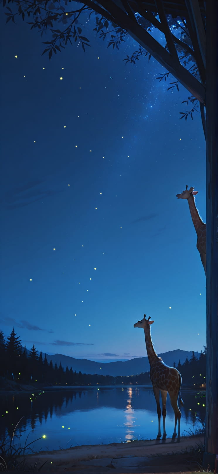 Canopy Blue Night Sea Winter Animal mobile wallpaper / スマホ壁紙