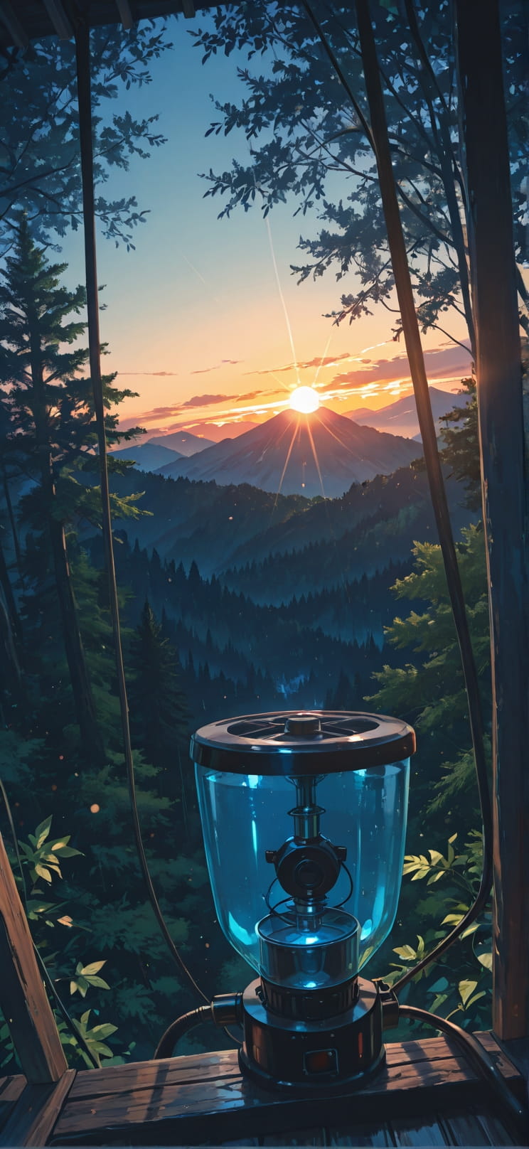 Canopy Blue Sunset Mountain Summer Machine mobile wallpaper / スマホ壁紙