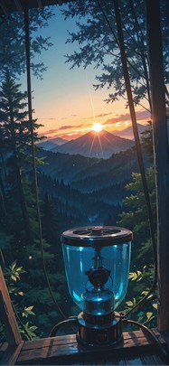 Canopy Blue Sunset Mountain Summer Machine mobile wallpaper / スマホ壁紙