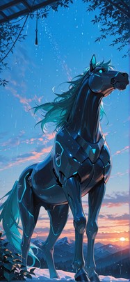 Canopy Blue Sunset Mountain Winter Animal Machine mobile wallpaper / スマホ壁紙