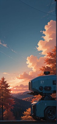 Canopy Blue Sunset Nature Autumn Machine mobile wallpaper / スマホ壁紙