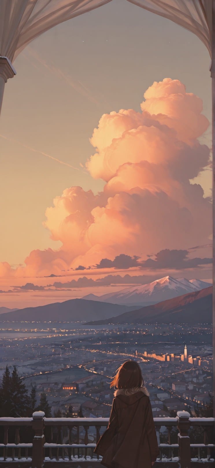 Canopy Brown Afternoon City Winter mobile wallpaper / スマホ壁紙