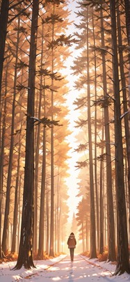 Canopy Brown Afternoon Nature Winter mobile wallpaper / スマホ壁紙