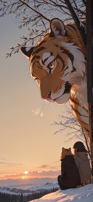 Canopy Brown Afternoon Sky Winter Animal mobile wallpaper / スマホ壁紙