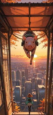 Canopy Brown Sunset City Autumn Animal Machine mobile wallpaper / スマホ壁紙