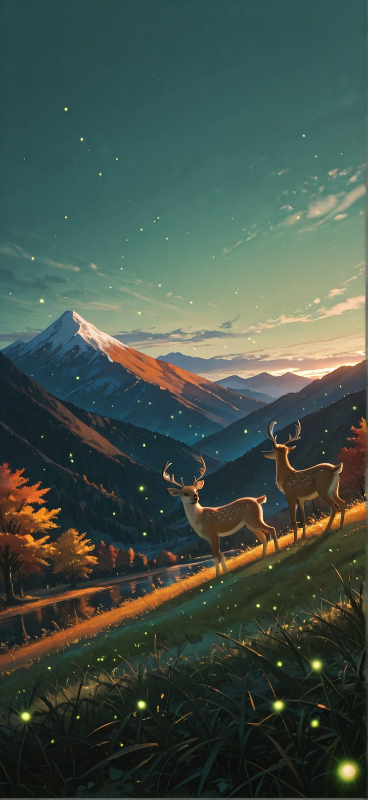 Canopy Green Afternoon Mountain Autumn Animal mobile wallpaper / スマホ壁紙