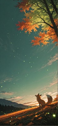 Canopy Green Afternoon Sky Autumn Animal mobile wallpaper / スマホ壁紙