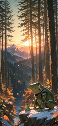 Canopy Green Sunset Mountain Winter Animal Machine mobile wallpaper / スマホ壁紙