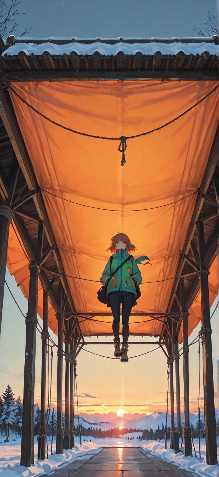 Canopy Orange Afternoon Sky Winter mobile wallpaper / スマホ壁紙