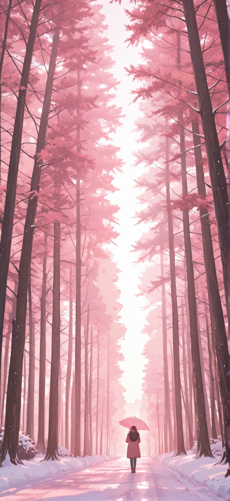 Canopy Pink Afternoon City Winter mobile wallpaper / スマホ壁紙