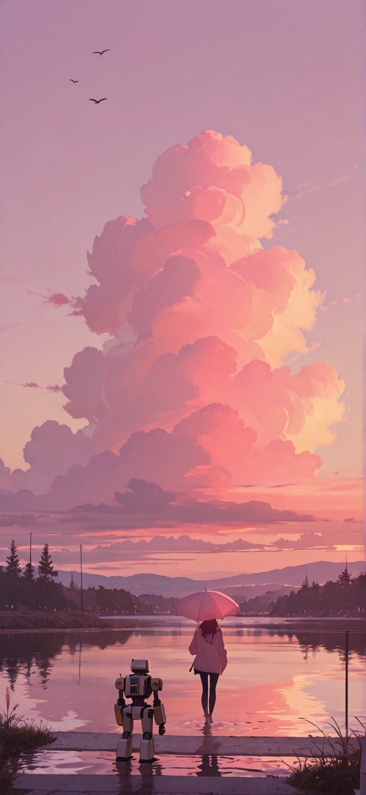 Canopy Pink Afternoon Sea Spring Machine mobile wallpaper / スマホ壁紙