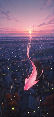 Canopy Pink Sunset City Autumn Animal mobile wallpaper / スマホ壁紙