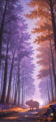 Canopy Purple Afternoon Nature Autumn Animal Machine mobile wallpaper / スマホ壁紙