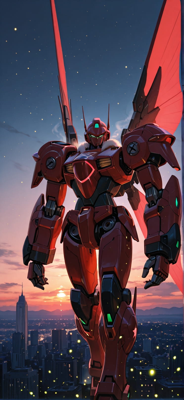 Canopy Red Sunset City Winter Machine mobile wallpaper / スマホ壁紙