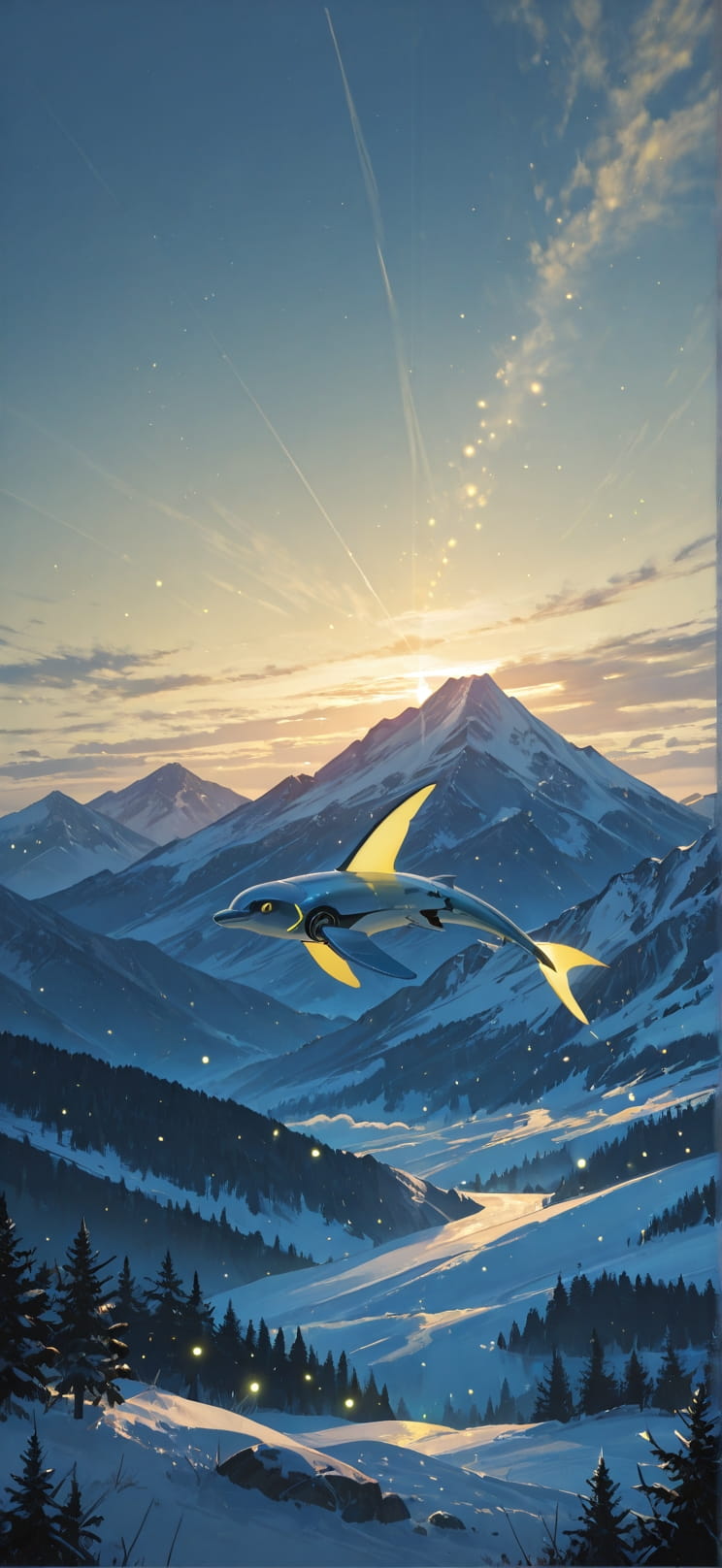 Canopy Yellow Afternoon Mountain Winter Animal Machine mobile wallpaper / スマホ壁紙