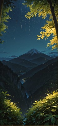 Canopy Yellow Night Mountain Summer mobile wallpaper / スマホ壁紙