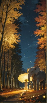 Canopy Yellow Night Nature Autumn Animal mobile wallpaper / スマホ壁紙
