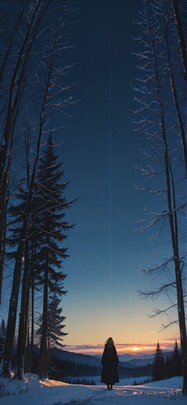 Canopy Yellow Night Nature Winter mobile wallpaper / スマホ壁紙