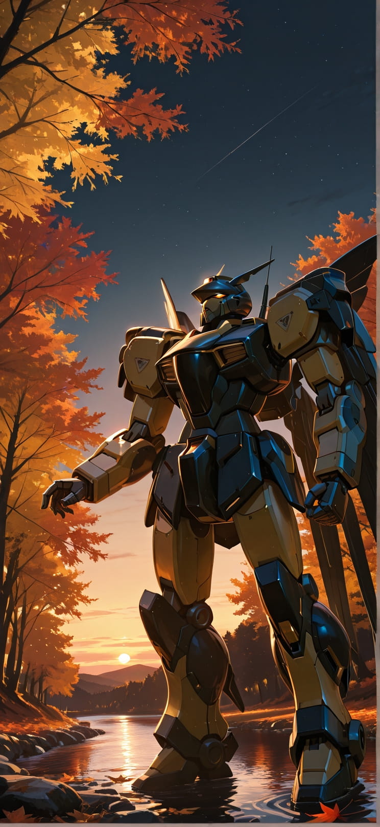 Canopy Yellow Night Sea Autumn Machine mobile wallpaper / スマホ壁紙