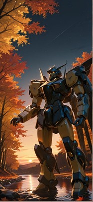 Canopy Yellow Night Sea Autumn Machine mobile wallpaper / スマホ壁紙