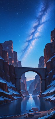 Canyon Blue Afternoon Sea Winter Animal mobile wallpaper / スマホ壁紙