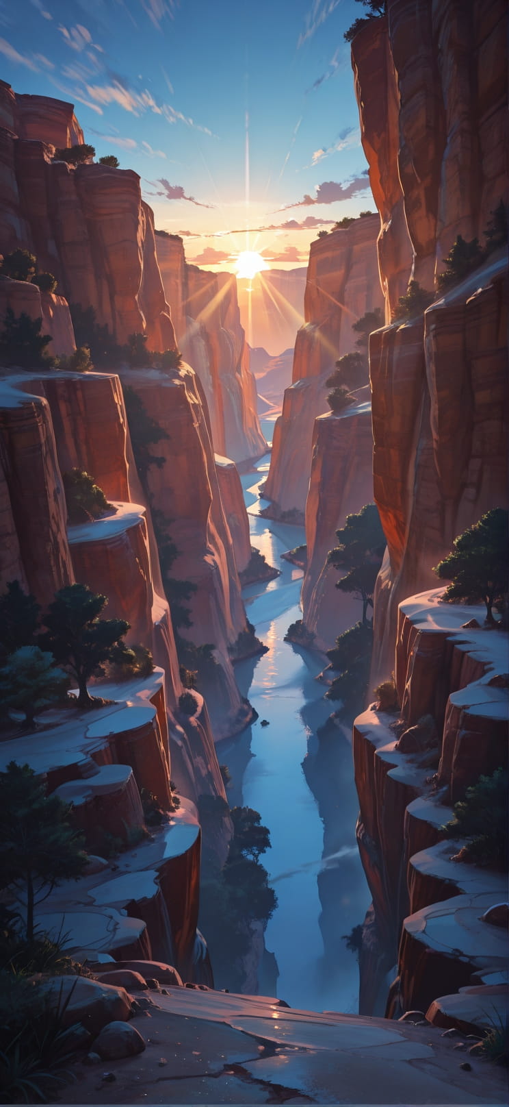 Canyon Blue Sunset Nature Spring mobile wallpaper / スマホ壁紙