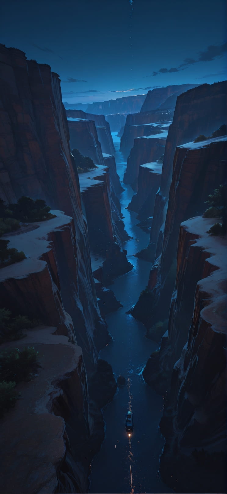 Canyon Brown Night Sea Spring Machine mobile wallpaper / スマホ壁紙