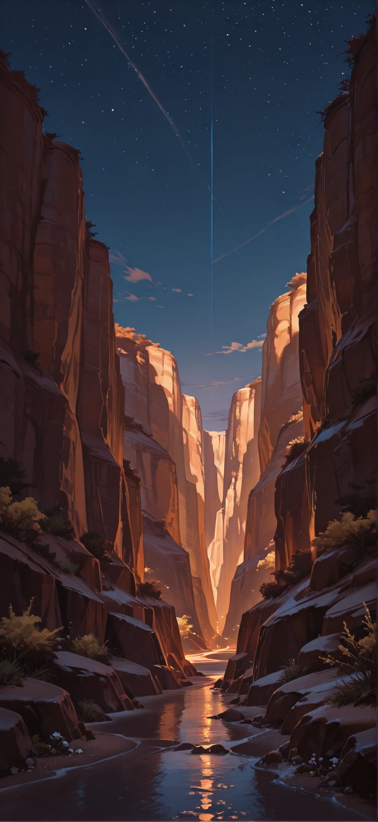 Canyon Brown Night Sky Spring mobile wallpaper / スマホ壁紙