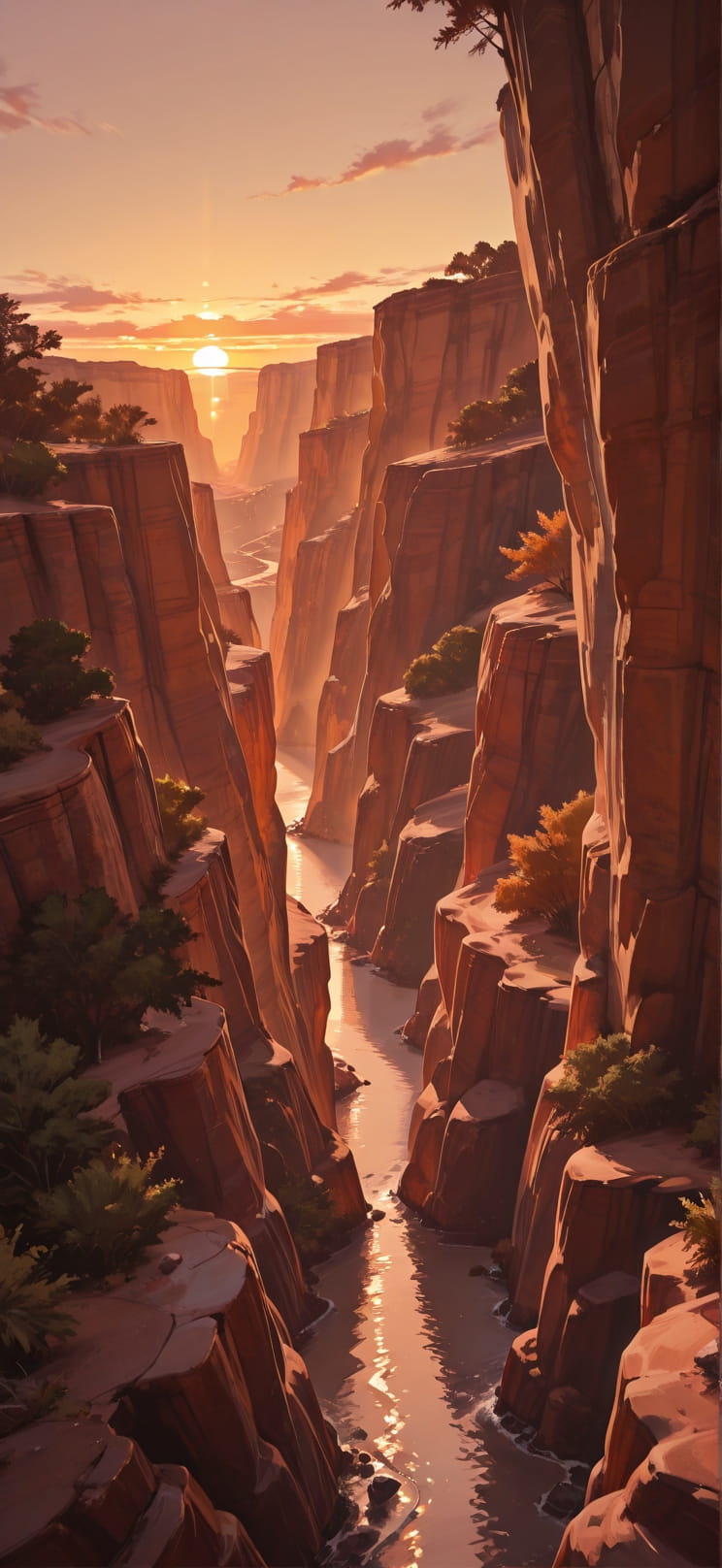 Canyon Brown Sunset Nature Summer mobile wallpaper / スマホ壁紙