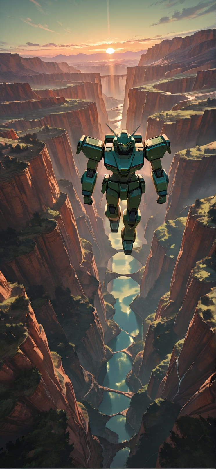 Canyon Green Sunset City Spring Machine mobile wallpaper / スマホ壁紙