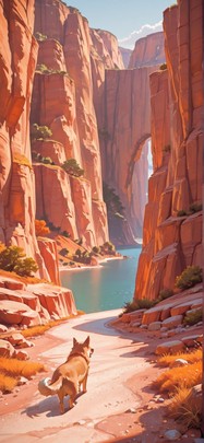 Canyon Orange Afternoon Sea Spring Animal mobile wallpaper / スマホ壁紙