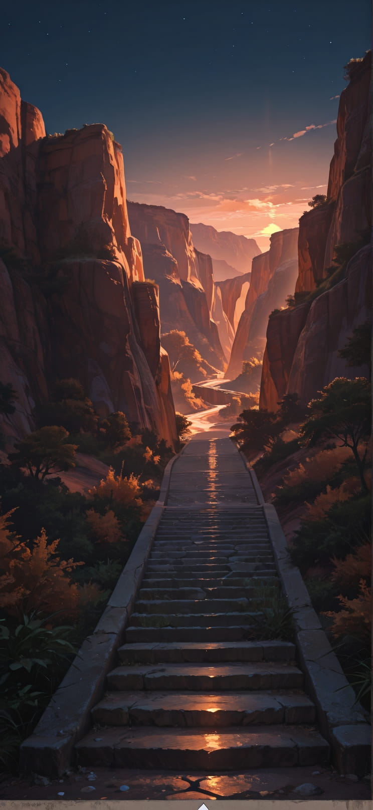 Canyon Orange Night Nature Summer mobile wallpaper / スマホ壁紙