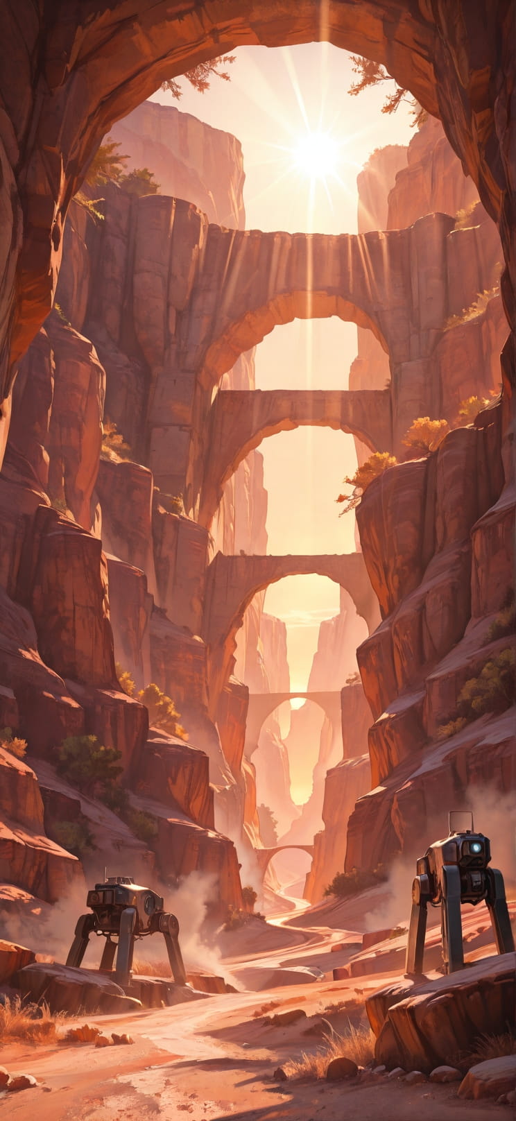 Canyon Orange Sunset Nature Spring Machine mobile wallpaper / スマホ壁紙