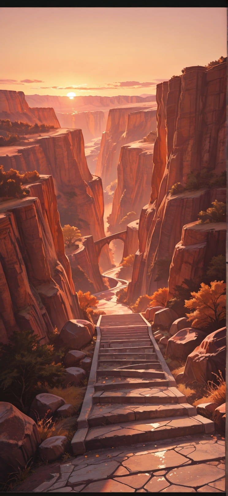 Canyon Orange Sunset Nature Spring mobile wallpaper / スマホ壁紙