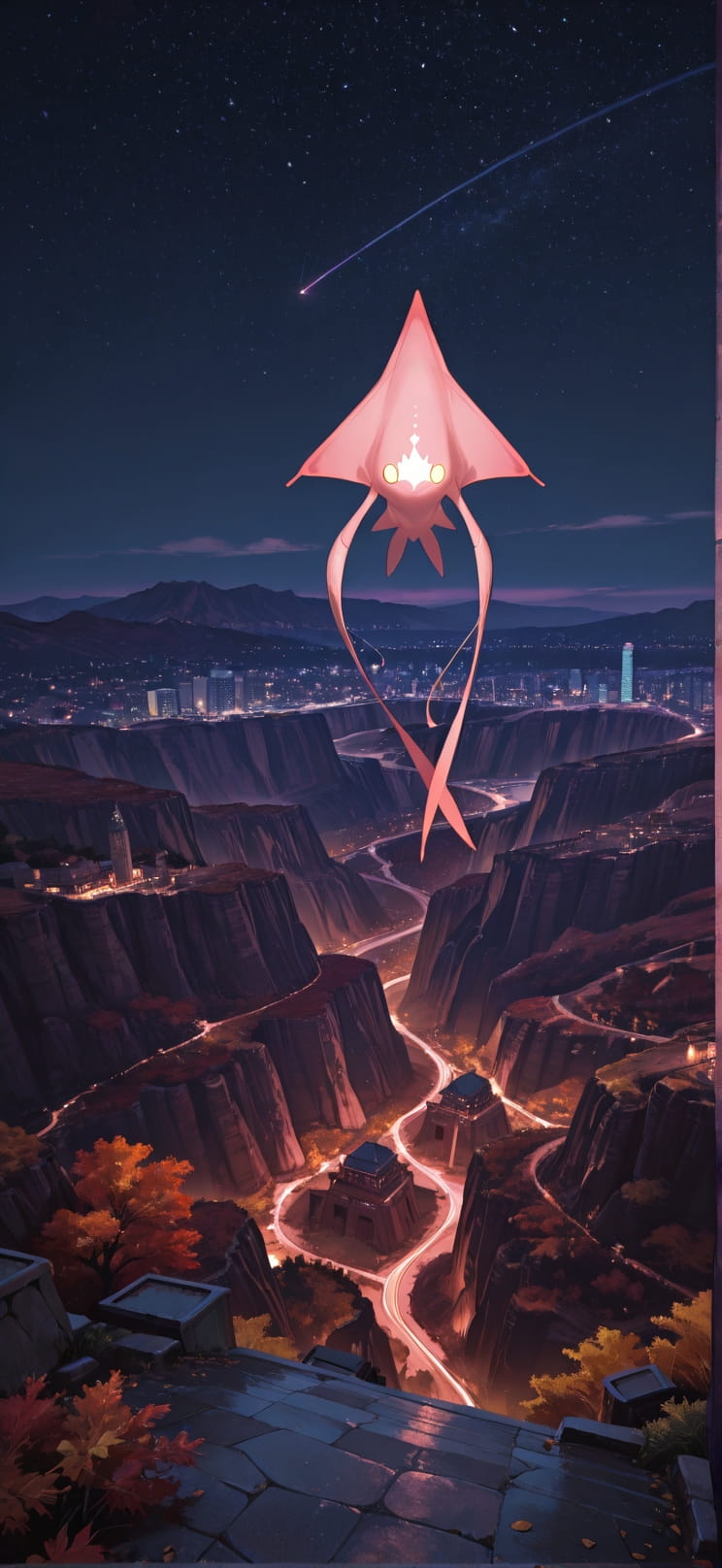 Canyon Pink Night City Autumn Animal Machine mobile wallpaper / スマホ壁紙